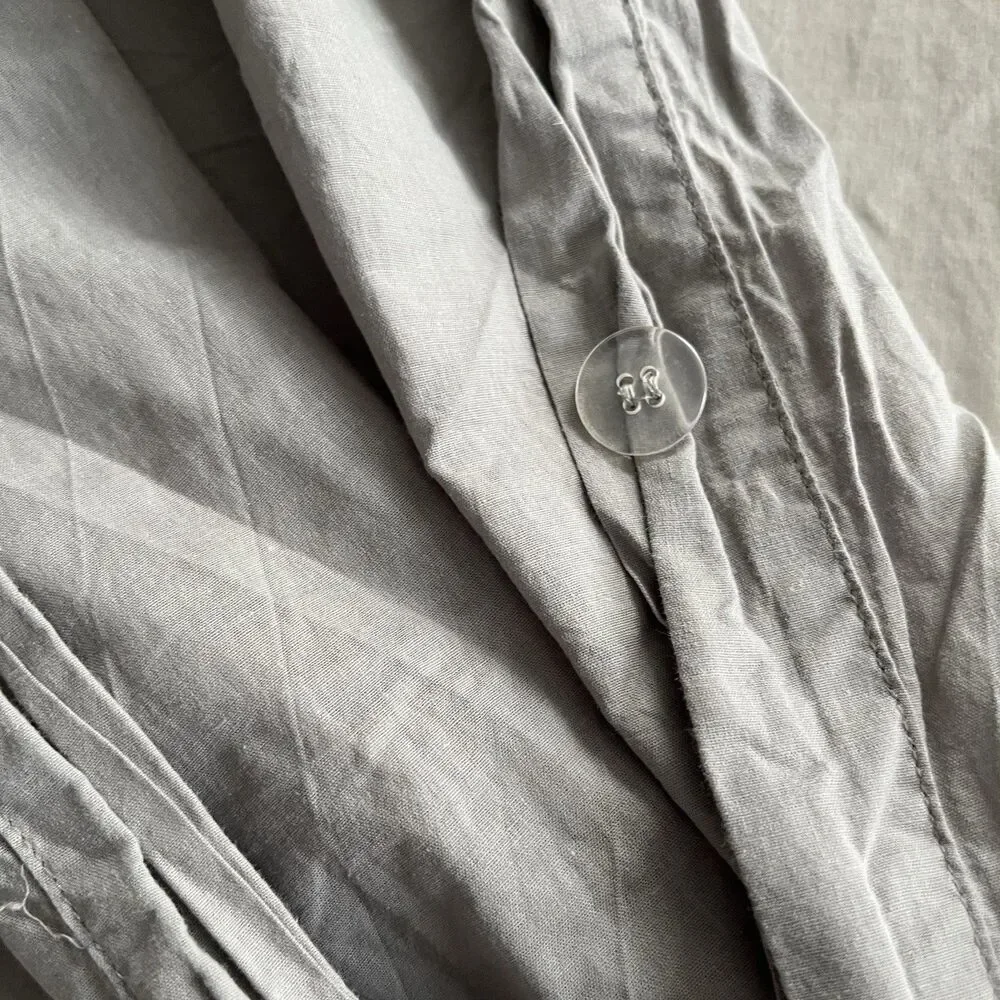 West Elm 100% Cotton Duvet Cover King Light Gray Button Closure Neutral Luxury